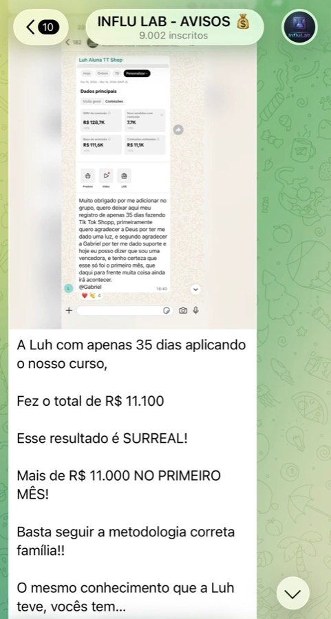 Aluna Luh, mais de R$11 mil no primeiro mês